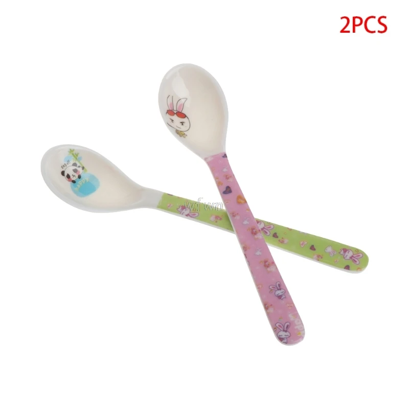Cuchara de alimentación con dibujos animados para bebés, cucharilla de melamina de alta calidad, 2 uds.