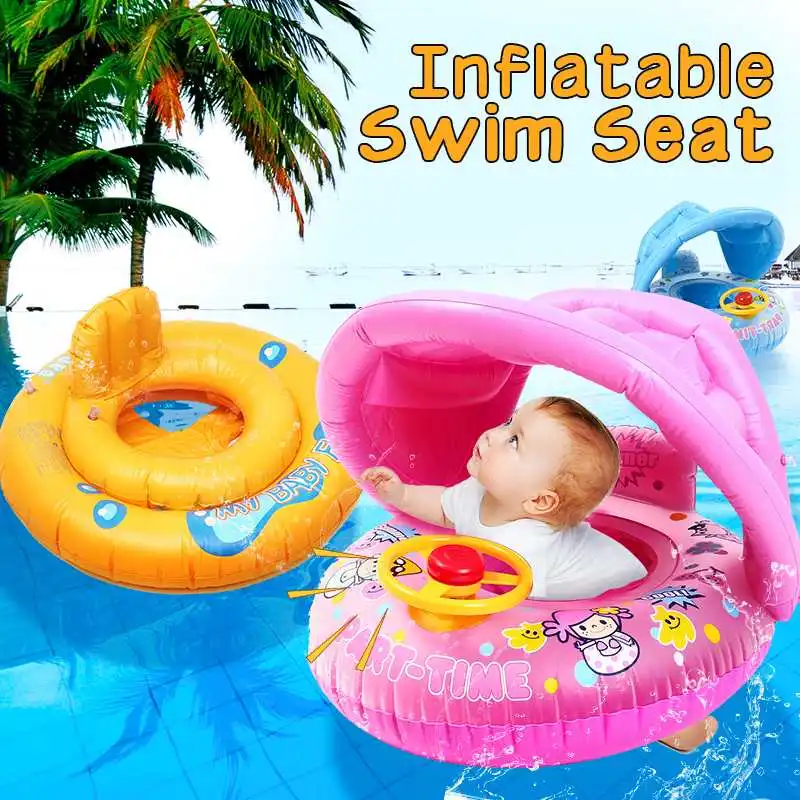 

Safe Inflatable Baby Swimming Ring Pool Infant Swimming Pool Float Adjustable Sunshade Seat Baby Bathing Circle Inflatable Wheel