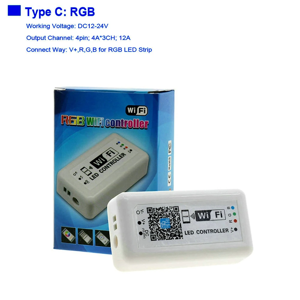 Светодиодный интеллектуальный контроллер Wi-Fi RGB/RGBW RGBCCT DC12-24V смартфон Fo RGB/RGBW RGBCCT светодиодный полосы