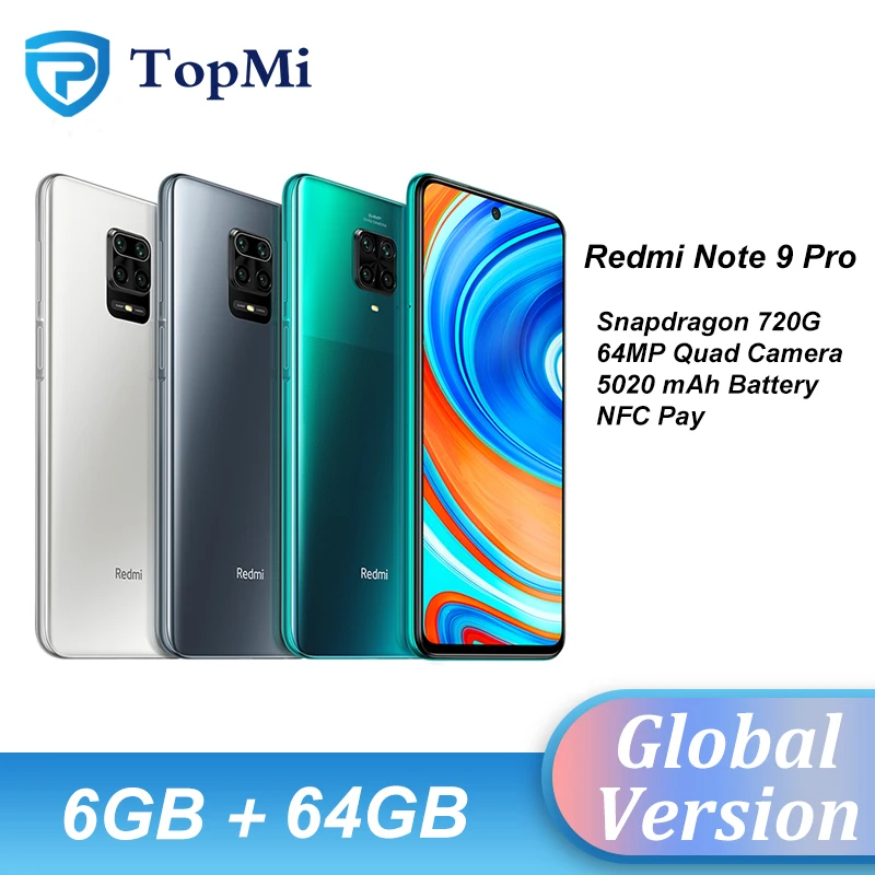 2020 глобальная версия смартфона Xiaomi Redmi Note 9 Pro, 6 ГБ ОЗУ 64 Гб ПЗУ, Восьмиядерный Snapdragon 720G, 64MP камера, 5020 мАч|Смартфоны и мобильные телефоны|   | АлиЭкспресс