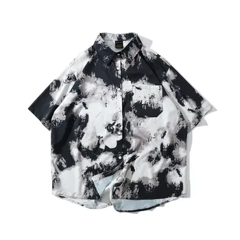 

Ymwmhu Mountain Clouds Graphical Shirt Men Short Sleeve Summer Cool Clothes Loose Thin Fashion Shirt Men Tops Hip Hop