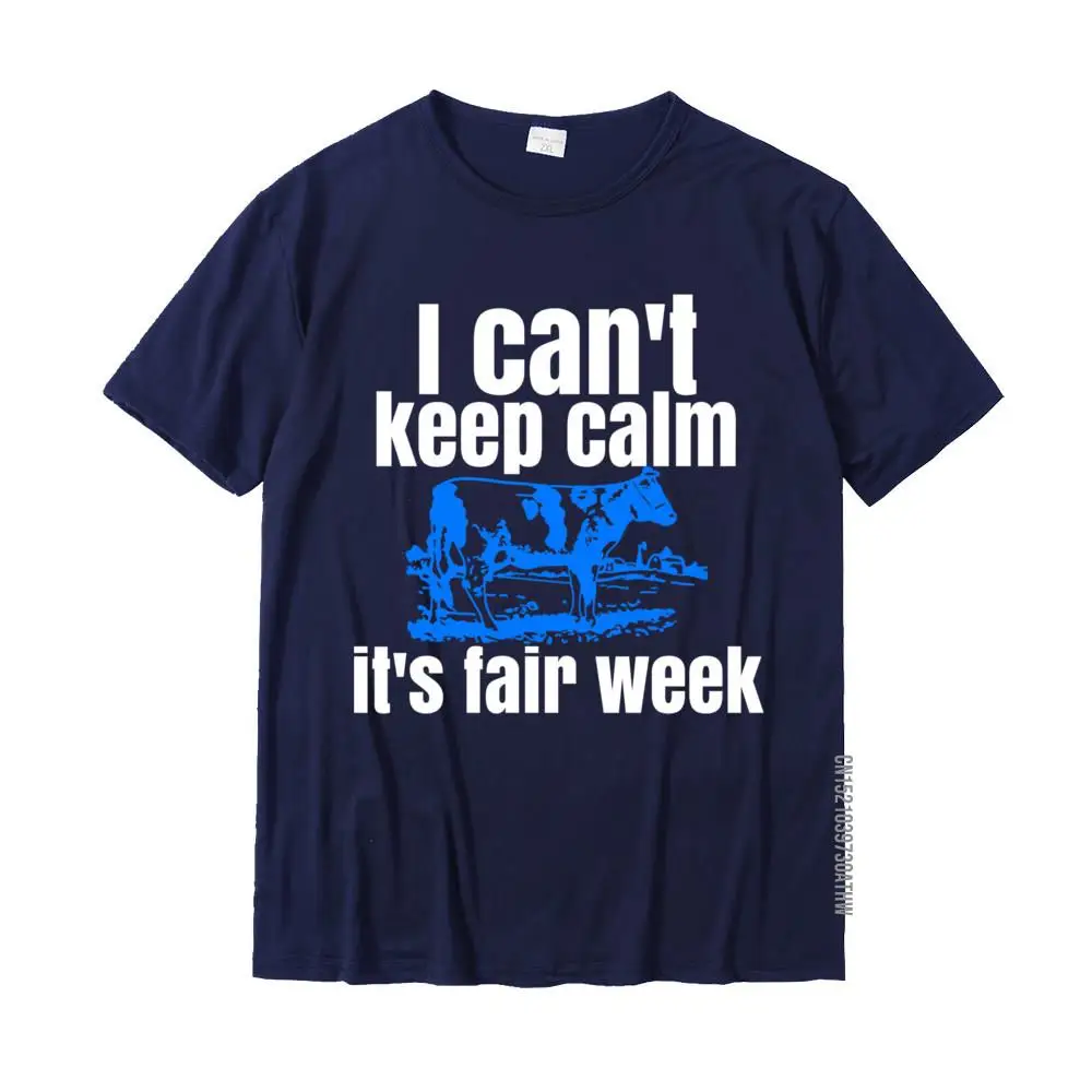 Fashionable 100% Cotton Men's Short Sleeve Tops & Tees Summer Summer Fall Tshirts Party Tops & Tees Graphic Round Collar I Can't Keep Calm It's Fair Week Funny Cattle Show Pullover Hoodie__MZ19467 navy