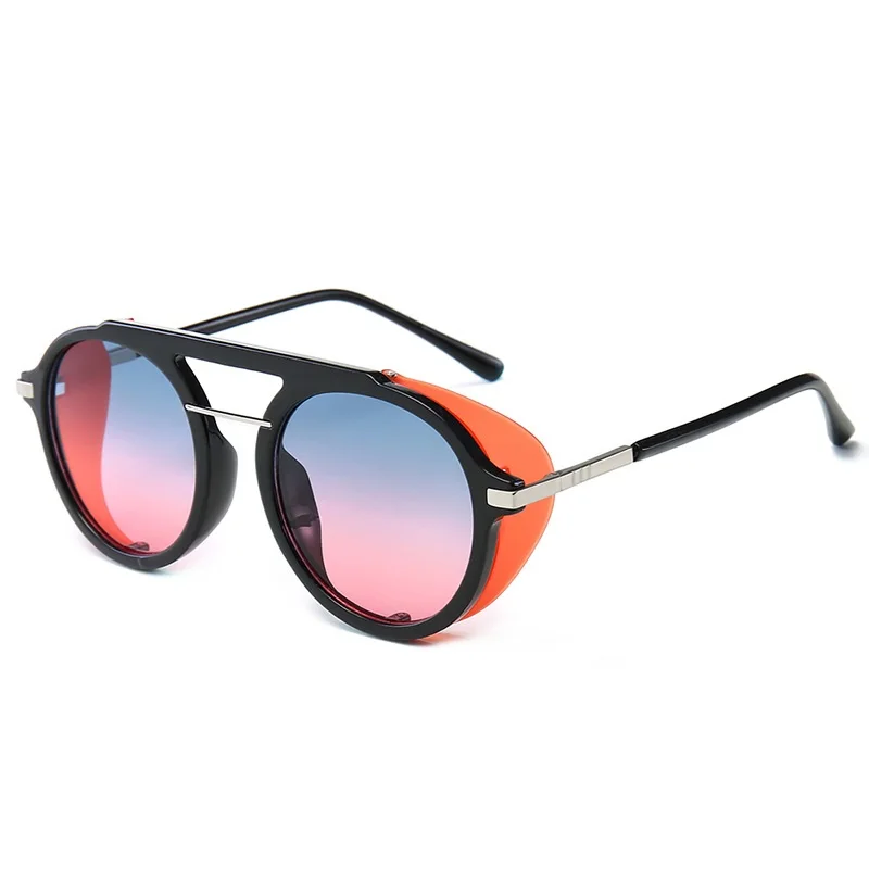 Винтажные круглые солнцезащитные очки в стиле стимпанк с зеркальными линзами, женские брендовые дизайнерские солнцезащитные очки, крутая Ретро оправа, Uv400 Gafas Sol Mujer - Цвет линз: C4