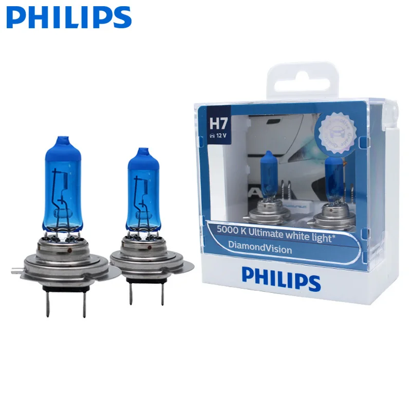 Philips H7 12V 55W PX26d 5000K Diamond Vision Halogen Headlight Car Light Cold Blue Ultra White