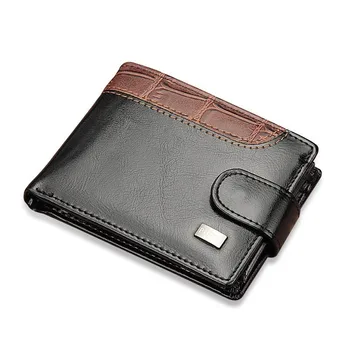 

New Men Wallets Patchwork Leather Short Male Purse With Coin Pocket Card Holder Brand Trifold Wallet Men Clutch Money Bag