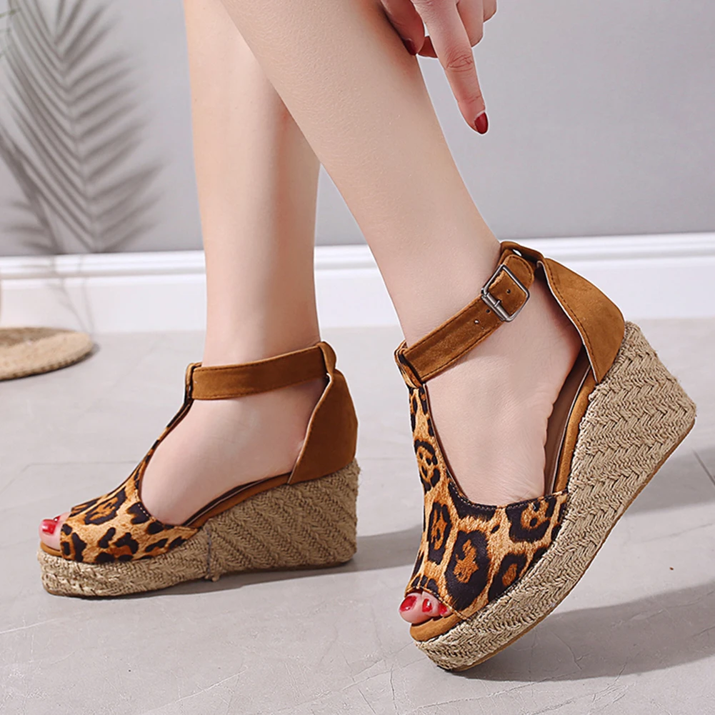 

Lapolaka New Wholesale Plus Size Wedges High Heels Platform T-strap women's Sandals Summer Shoes Woman