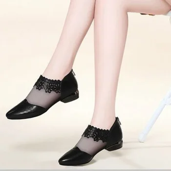 

Spring 2020 new thick-heeled pointed gauze sets of feet wild shoes women