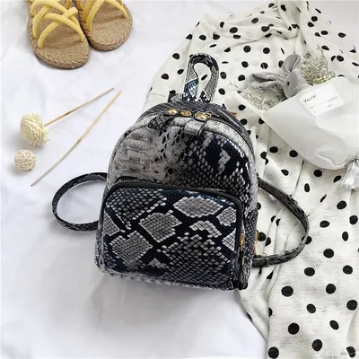 dark blue DORANMI Serpentine маленькие рюкзаки для женщин модная сумка на плечо Сзади Женский кожаный мини школьный рюкзак Mochila JB800 - Цвет: dark blue