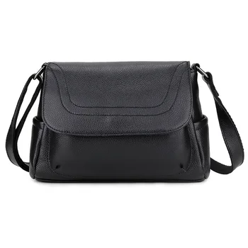 

Women's Shoulder Bag cow Genuine Leather Tote Bag pure color Fashion Lady Crossbody Messenger Wallet Large Capacity