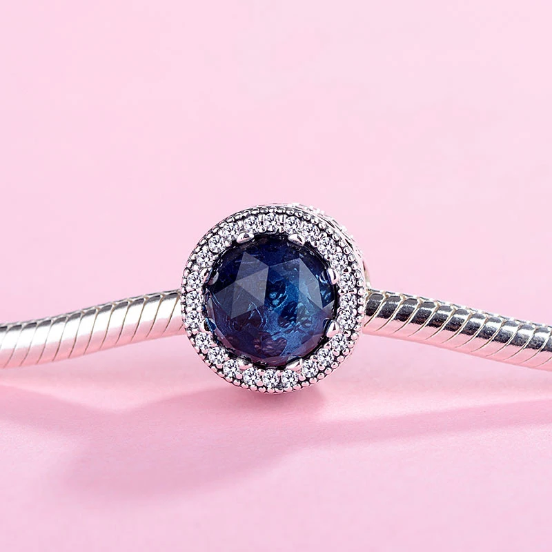 

Authentic 925 Sterling Silver Moonlight Blue Radiant Hearts Openwork Charms Fit Pandora Bracelet For Women DIY Jewelry Beads