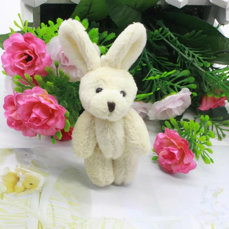 100 шт/партия Kawaii Кролик плюшевый игрушки цветок кролик мягкие игрушки животные Маленькая подвеска на телефон сумки подарки для свадьбы DMR0089