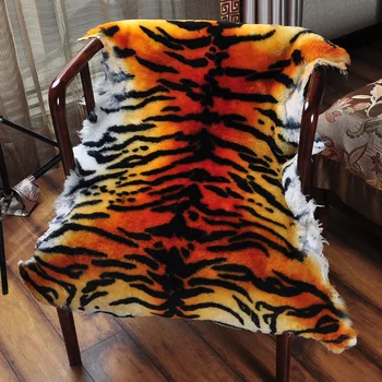 

Australian Sheepskin Floor Rug Printed Color Natural Sheepskin Tiger Rug Seat Cushion Winter Warm Rug Long Sheep Wool Home Decor