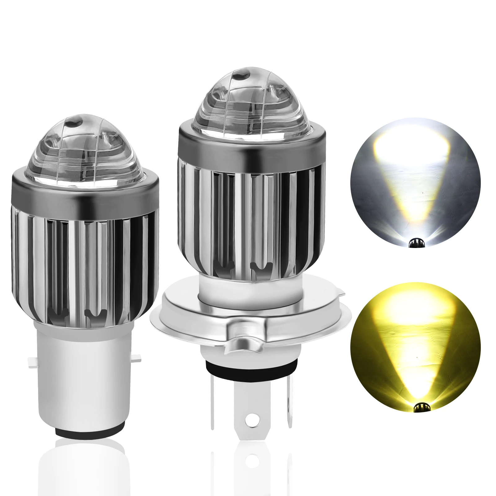 1x H4 Led Motorcycle Headlight Bulbs H6 Ba20d Csp Chips Fisheye Lens
