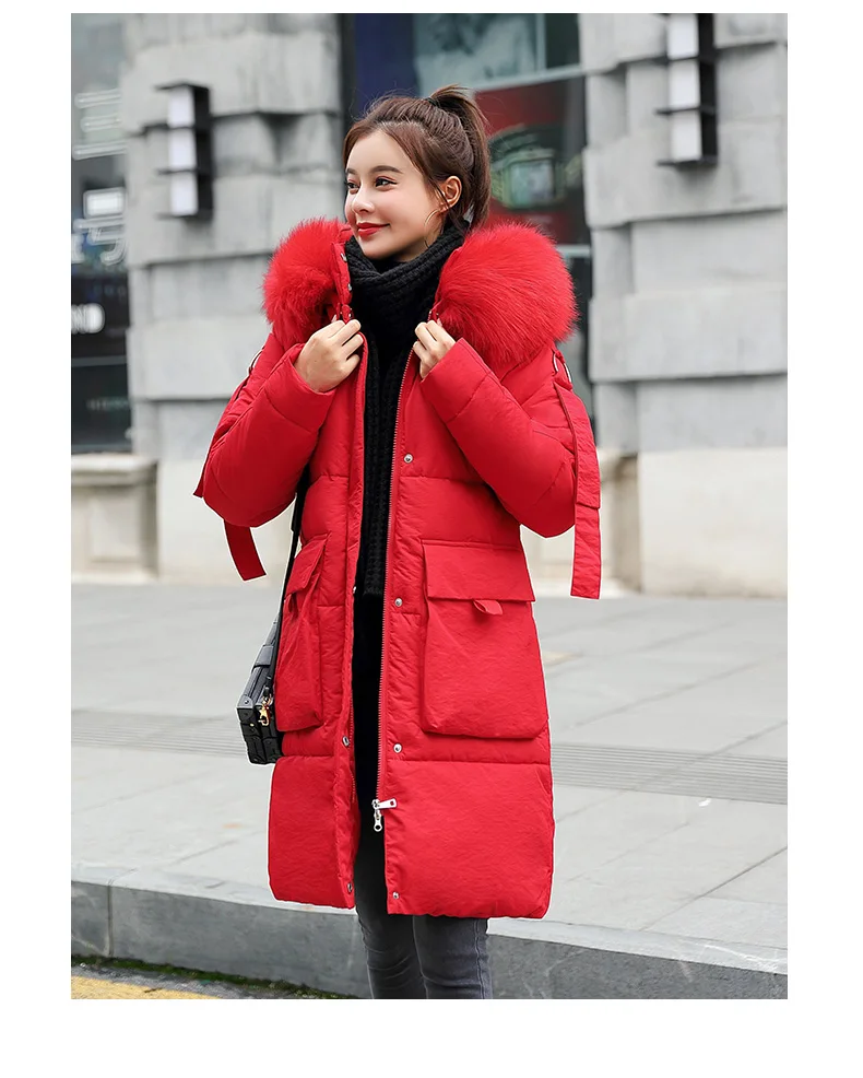 Зимняя женская куртка, зимняя длинная парка, пальто, теплая Повседневная куртка-парка с капюшоном, Женское пальто