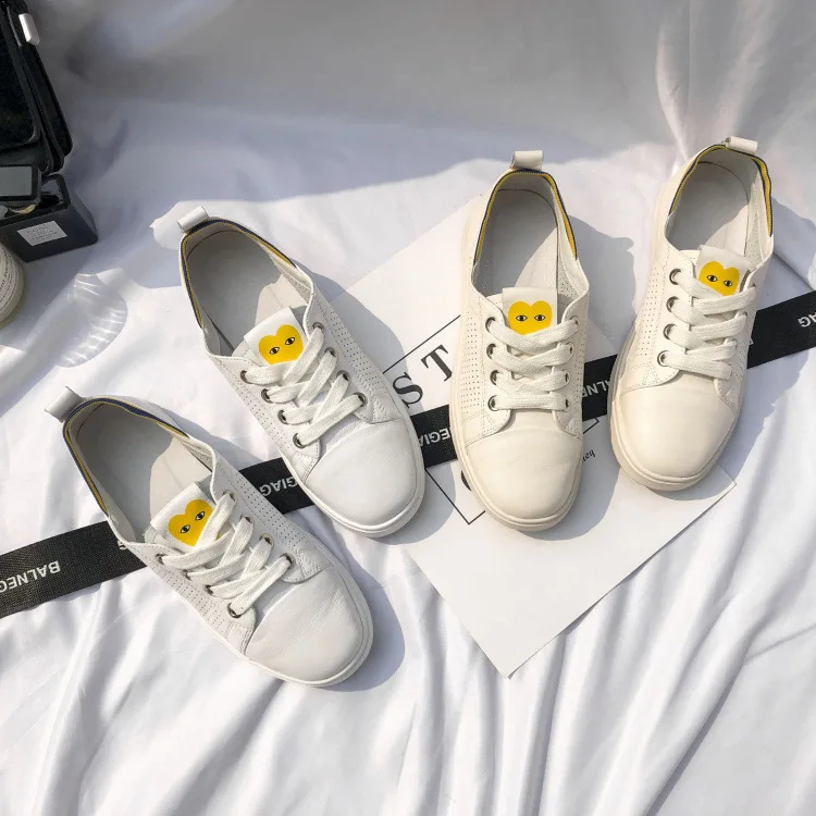 

Genuine Leather White Shoes Women's Summer New Style STUDENT'S Shoes Korean-style Online Celebrity WOMEN'S Shoes Mesh Breathable