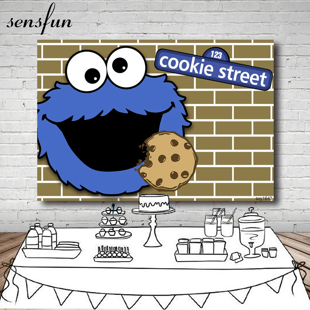 Sensfun мультфильм Улица Сезам дети Фон на день рождения для фотостудии коричневый кирпичная стена печенья фоны 7x5FT винил