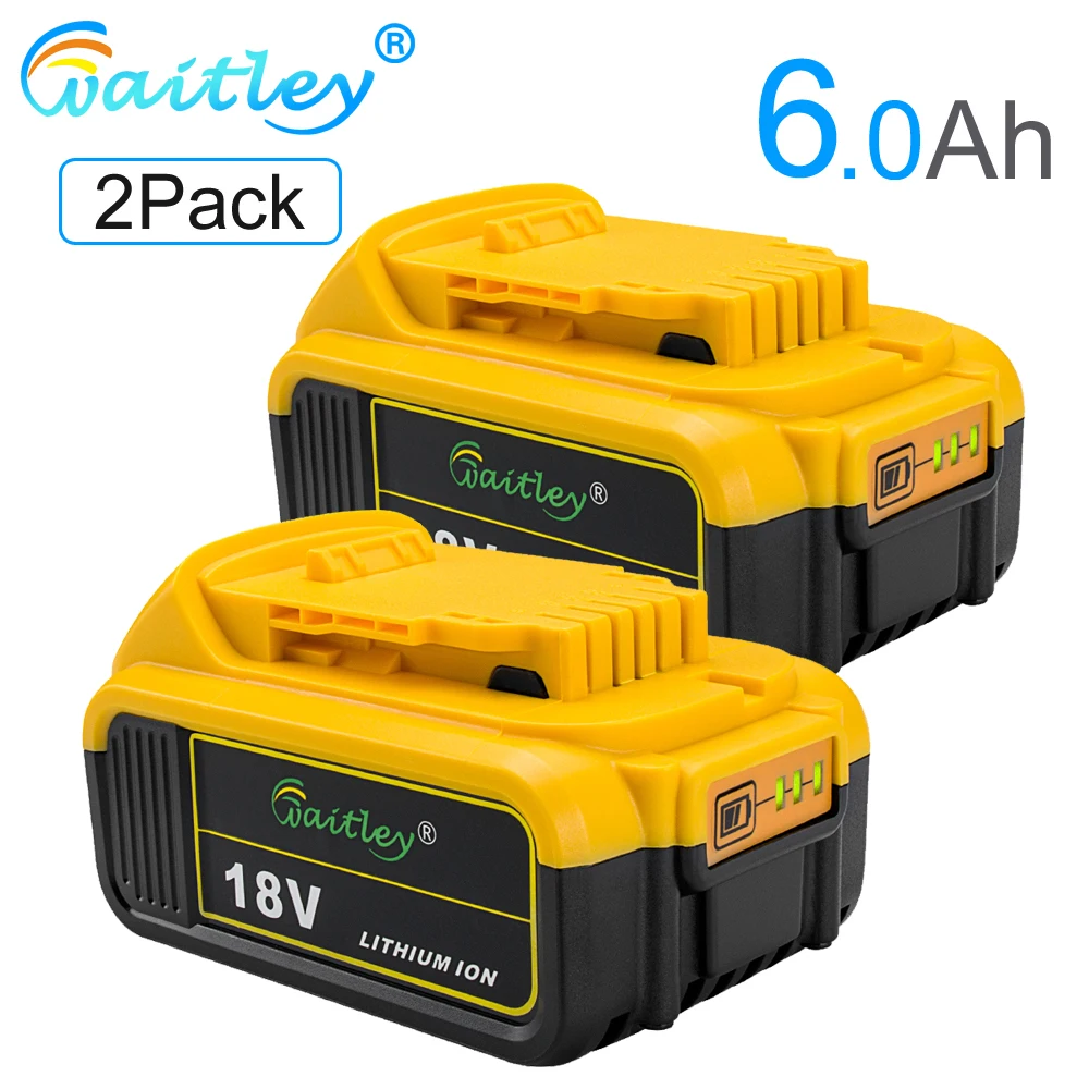 Waitley 2 Упак. 18В 6.0Ah DCB200 запасная литий ионная батарея для DeWalt MAX XR Электроинструмент