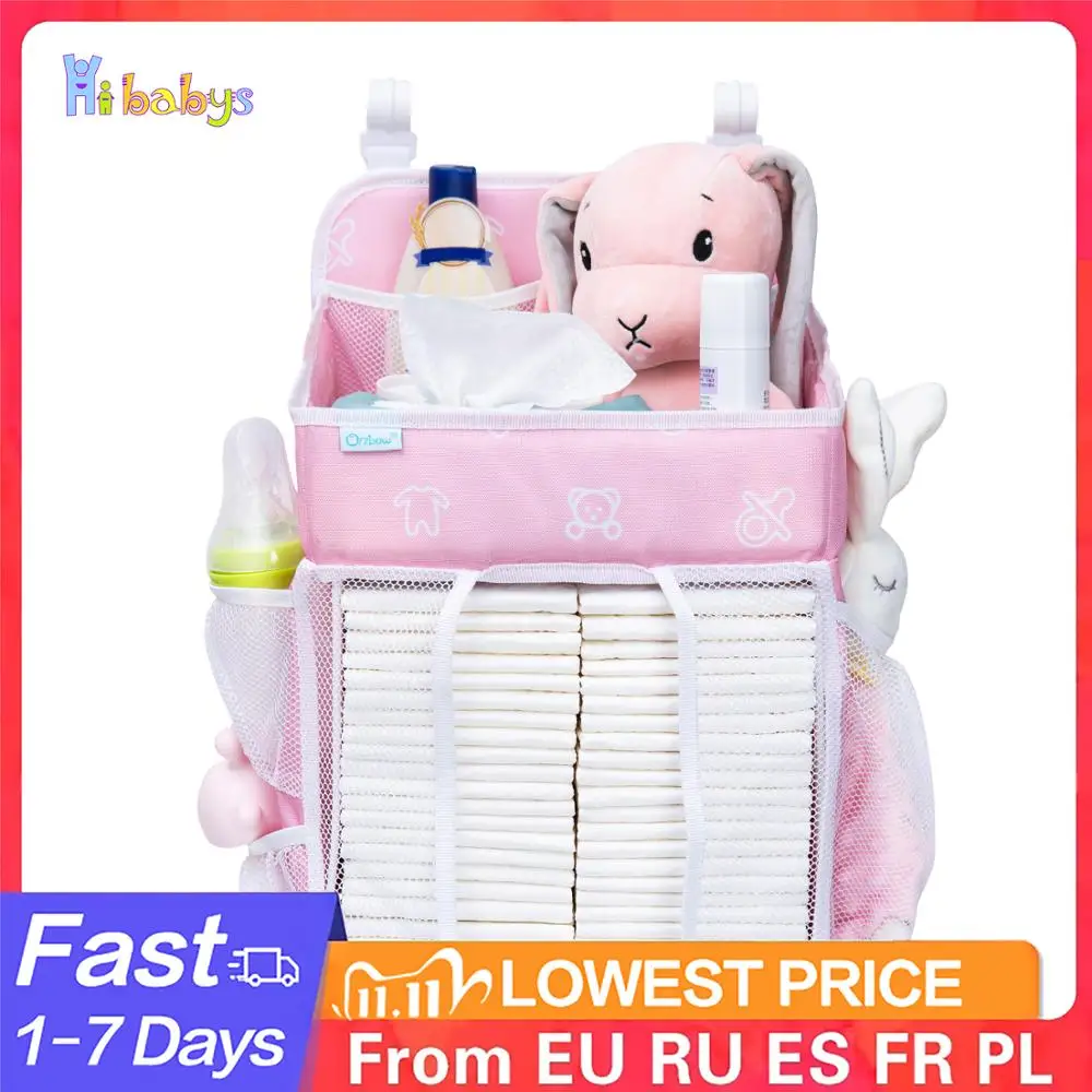 Portable Baby Bed Organizer Hanging Bags Newborn Diaper Storage Bags