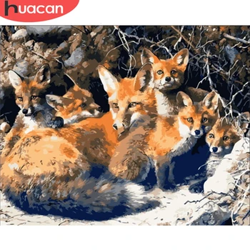 

HUACAN Picture By Numbers Fox Animal Kit Drawing On Canvas Wall Art Oil Painting HandPainted DIY Gift Home Decor