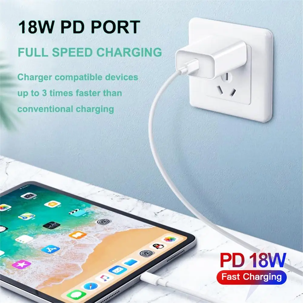 Зарядное устройство PD USB Type C 18 Вт адаптер для быстрой зарядки iPhone 11 Pro XR X Xs Max 8