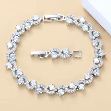 Изысканный свадебный костюм 925 пробы серебро натуральный белый CZ Кристалл браслет длина 18+ 3 см для женщин ювелирные изделия