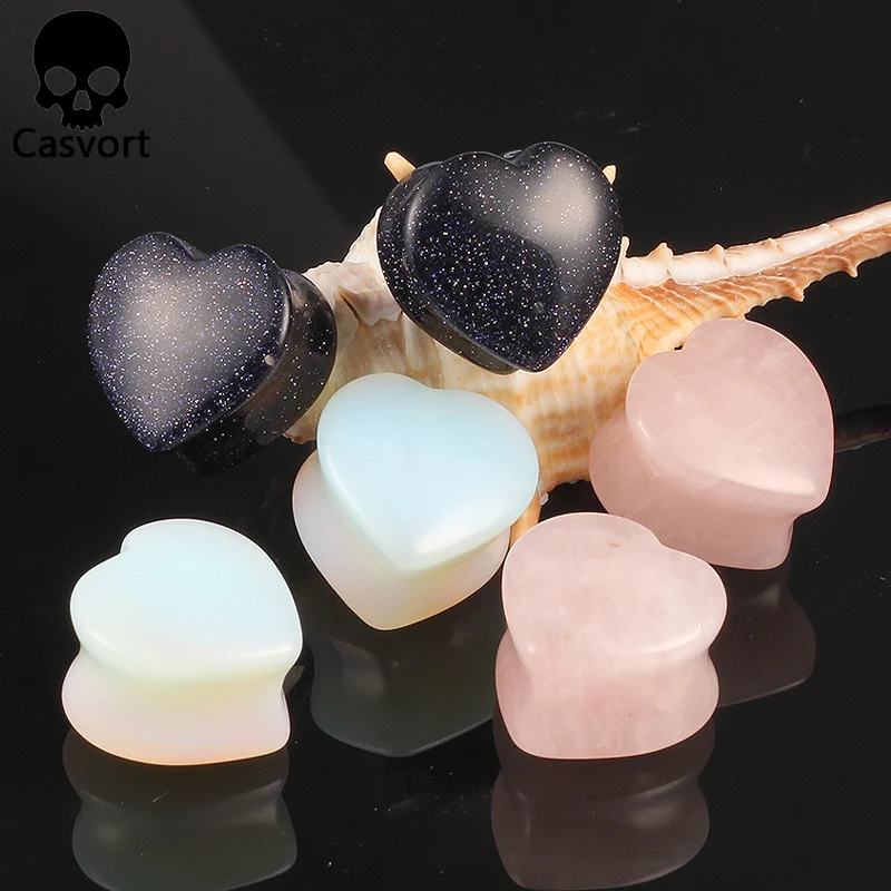 Casvort 2 шт. сердце камень пирсинг уха, ювелирное изделие для тела, измерительные приборы Вилки растяжители для туннелей Серьги Тоннели расширитель мода подарок 2 шт./лот