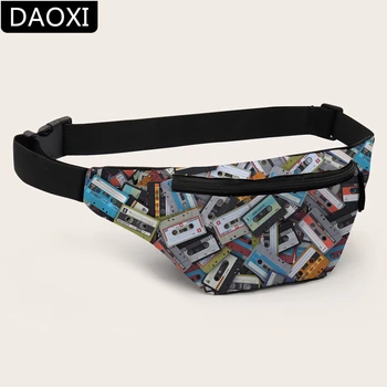

DAOXI Waist Bags for Women Colorful Tape Printing Fanny Pack Waterproof Unisex Hip Bum Bag Gift DX18045