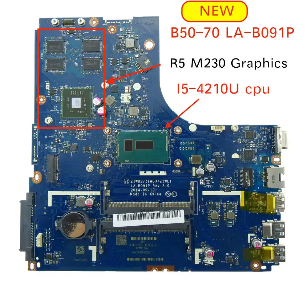 5B20G46259 ZIWB2/ZIWB3/ZIWE1 LA-B091P Moederbord Voor Lenovo Ideapad B50-70 B50 70 Laptop Pc Moederbord SR1EF 5B20G46259 ZIWB2/ZIWB3/ZIWE1 LA-B091P Moederbord Voor Lenovo Ideapad B50-70 B50 70 Laptop Pc Moederbord SR1EF