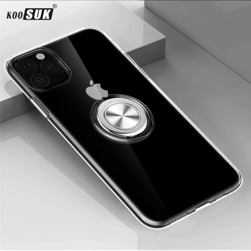 Чехол для iPhone 11 Pro Max, прозрачный чехол для iPhone 11 Pro Max с кольцом на палец, держатель для телефона, прозрачный чехол