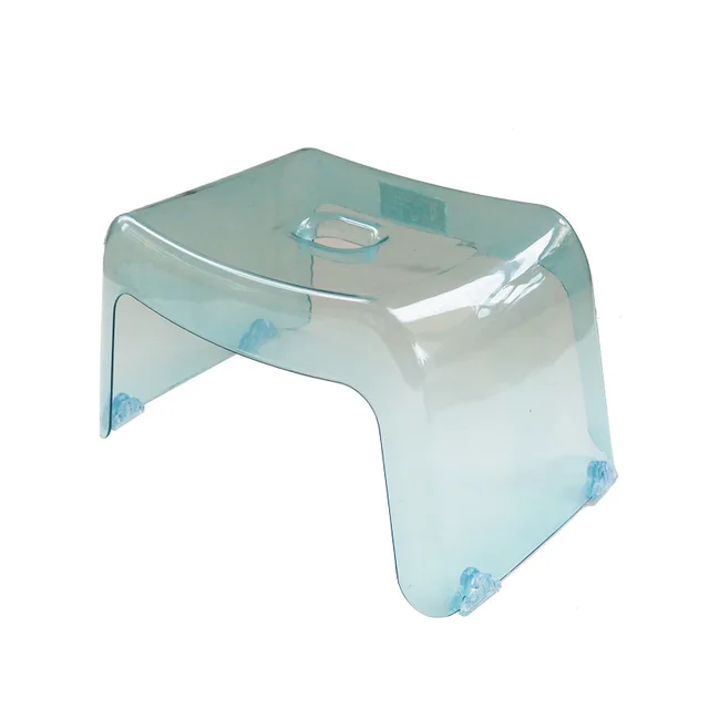 JOYLOVE Bathroom Bath Stool Non-Slip Transparent Shoe Change Stool Toilet Thickened Plastic Bench Acrylic Low Stool Blue