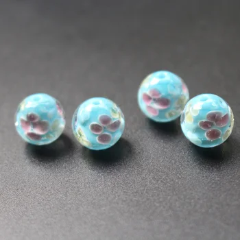

10Pcs 12mm Handmade Glass lampwork beads Flower Solid Ocean blue Color for jewelry making Wholesale and Retail