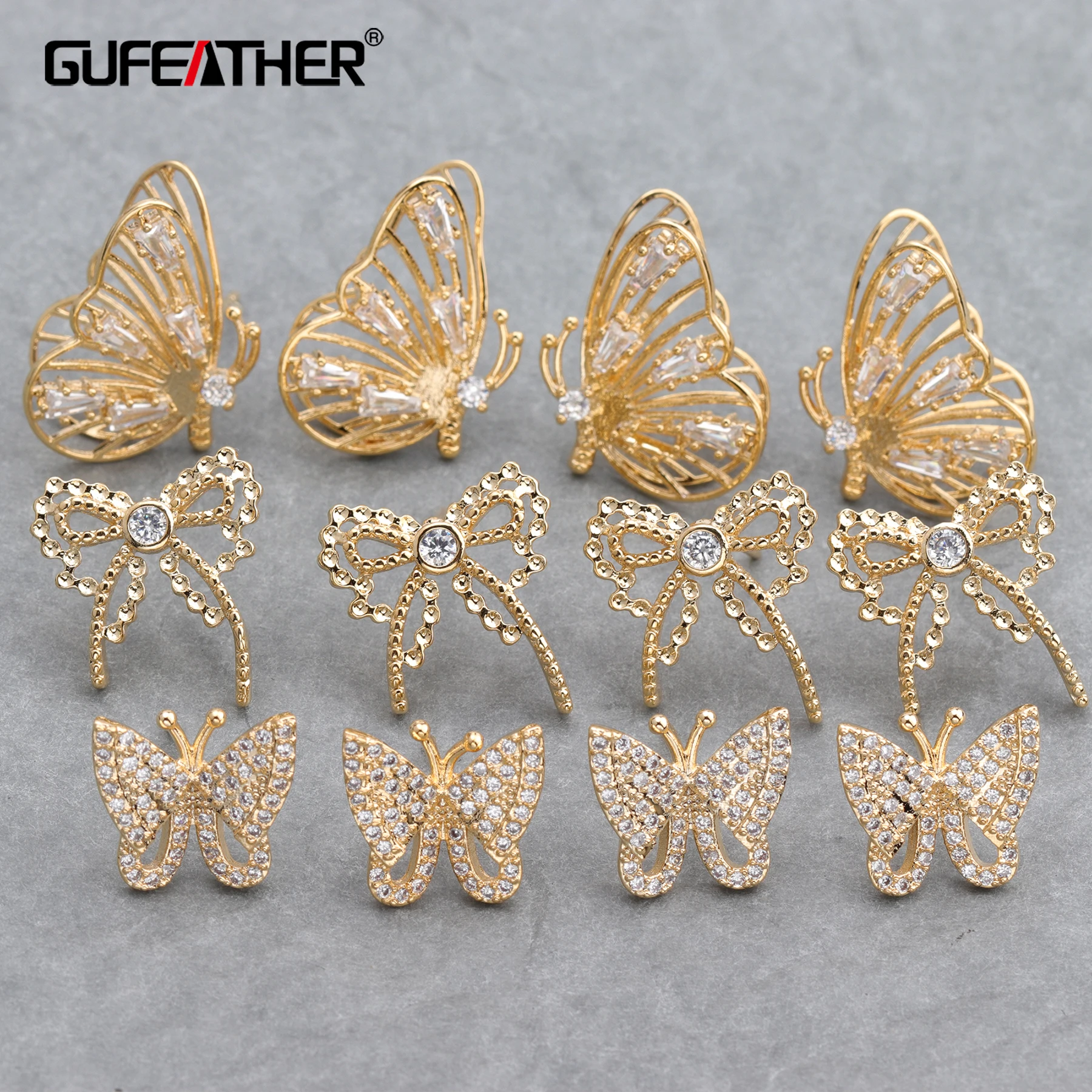 GUFEATHER M666 ювелирные аксессуары 18k позолота 0 3 мкм циркон кулон в форме бабочки