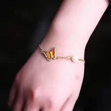 Модный браслет бабочка браслет сплав браслеты ювелирные изделия бабочка картина маслом браслет Ювелирное Украшение на день рождения