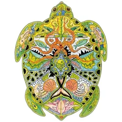 Montessori iluminismo quebra cabeça tartaruga verde peças de madeira 100 150 200 crianças jigsaw 3d quebra cabeça diy crianças caixa de presente