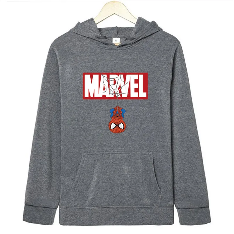 Зимние мужские Marvel Comics Человек-паук Железный человек толстовки с капюшоном осень Забавный принт Мода супергерой мультфильм уличная куртка