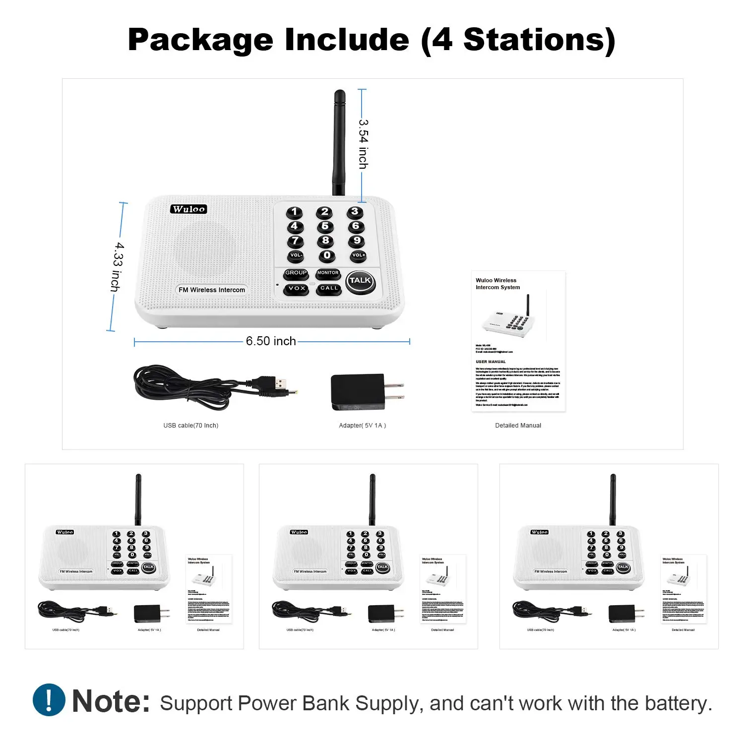 Wuloo 1Mile Long Range Wireless Intercoms for Home House Business Offices Communication System Room to Room Calling & Talking