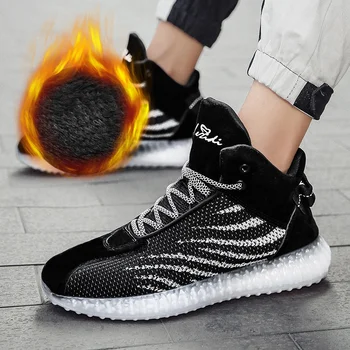 

Men Winter Autumn Snow Boots Warm Fur Plush Male Casual Oxfords Dress Business Flat Sneakers High Top Fitness Shoes