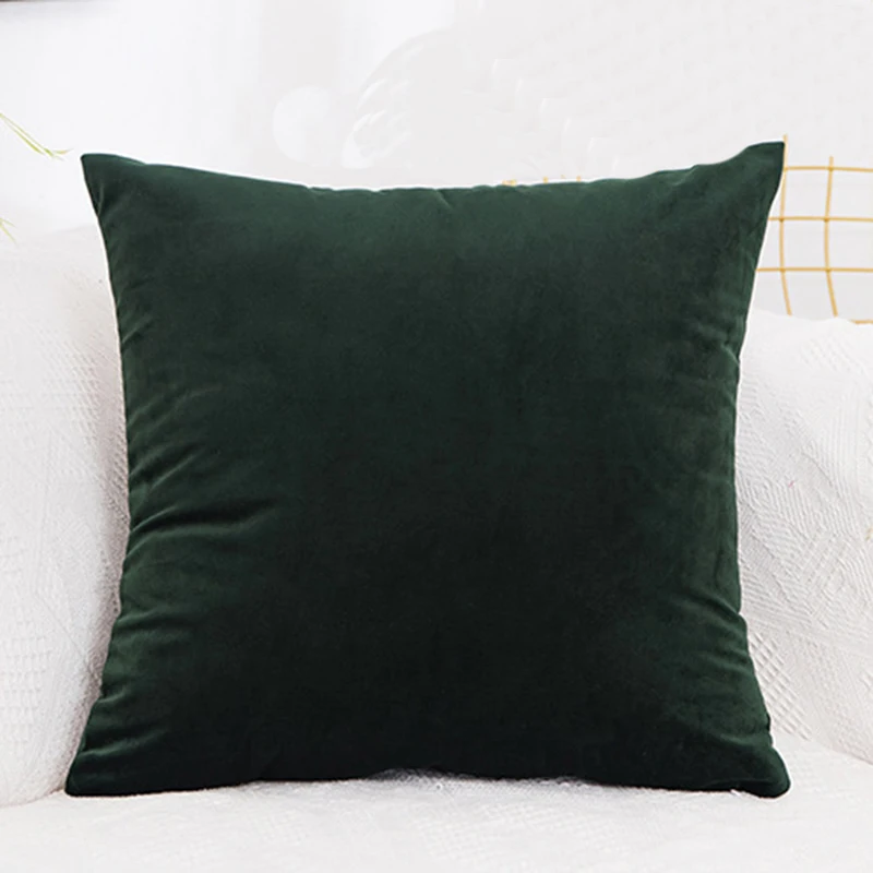 dark green Роскошный бархатный чехол для подушки, наволочка для подушки, чехол для подушки, зеленый, желтый, розовый, синий, белый, черный, серый, чехол для подушки, домашний декор - Цвет: dark green