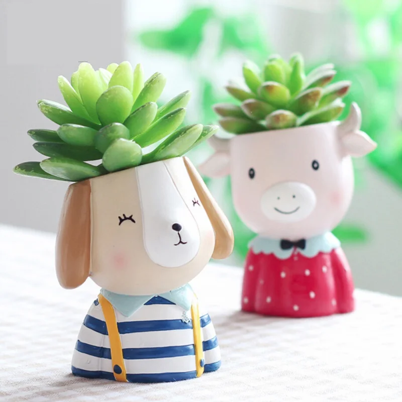 

Animal Succulent Plants Planter Pot Mini Bonsai Cactus Flower Pot Dog Monkey Sheep Moss Home Garden Decor New Arrival