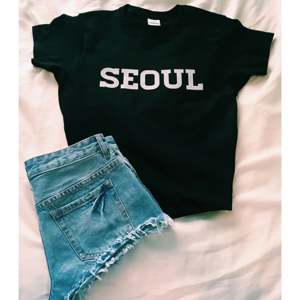 Camiseta de k pop para mujer, ropa de moda de Tumblr de alta calidad con  letras impresas, camiseta estampada Unisex, Camiseta cómoda|Camisetas| -  AliExpress