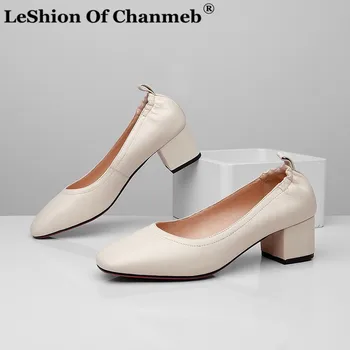 

Soft Sheep Skin Shoes Women Ladies Small Size 33 Medium Square Heels Shallow Shoes Woman Female Red Pumps Office Career Footwear