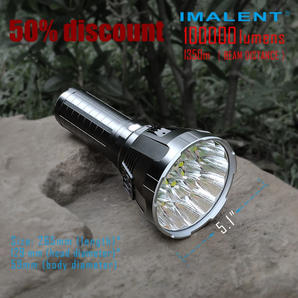 

IMALENT MS18 LED flashlight CREE XHP70 100000 lumens waterproof Flash light with battery 21700 Smart charging for search