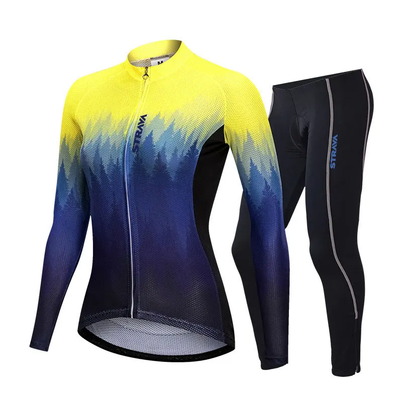 A new 2021 STRAVA bike long suit tight quick-drying cycling jerseys for women sponge cushion