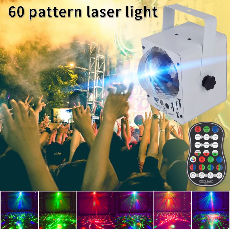 WUZSTAR лазерный проектор dj RGB Светодиодный светильник для танцев Luces украшение шар звуковой светильник s для рождественской вечеринки сценический светильник