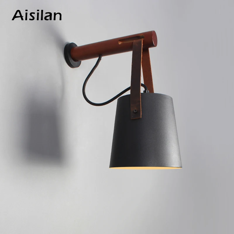 Aisilan светодиодный настенные светильники для гостиной/спальни/коридора E27 скандинавский деревянный