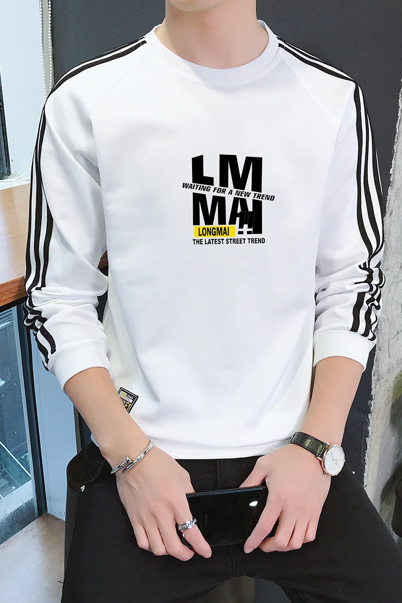 

019 spring and autumn men's new five-color trend handsome casual simple three-bar letter LOGO polyester hoodie