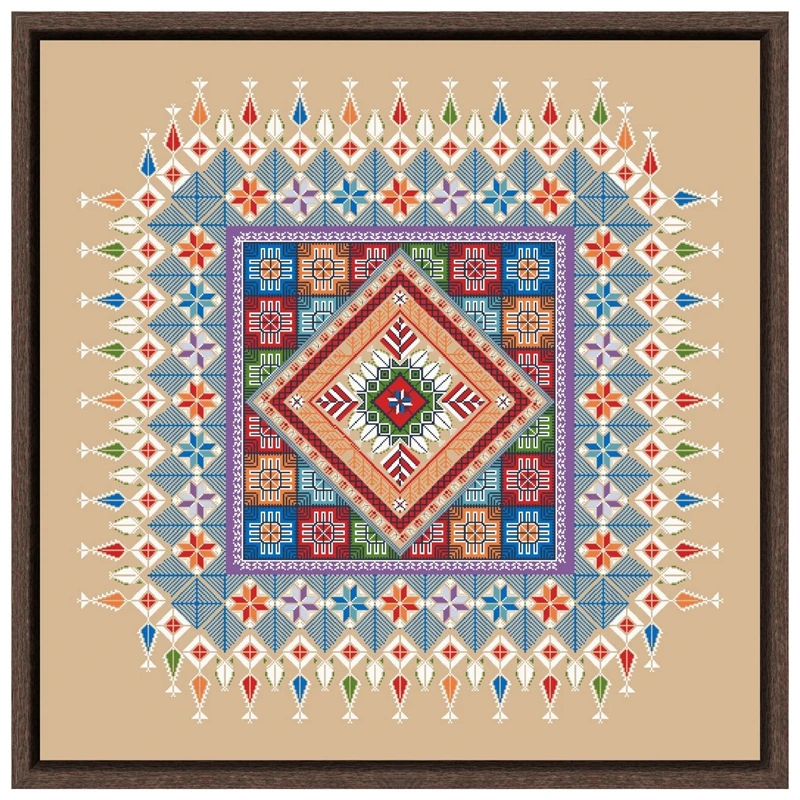 

Beautiful geometric pattern Cross-stitch embroidery set design 18ct 14ct 11ct flaxen linen canvas embroider DIY needlework