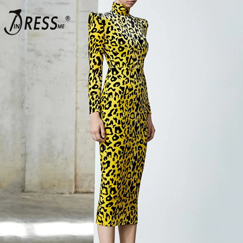 INDRESSME 2019 зимнее Новое модное женское сексуальное платье с воротником стойкой