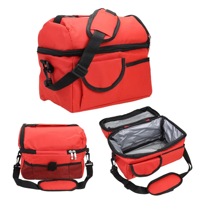 New 2 Layers Picnic Box Portable Cooler Bag Refrigerator Bag Nylon Thermos Bag For Steak Thermal Insulation Ice Pack