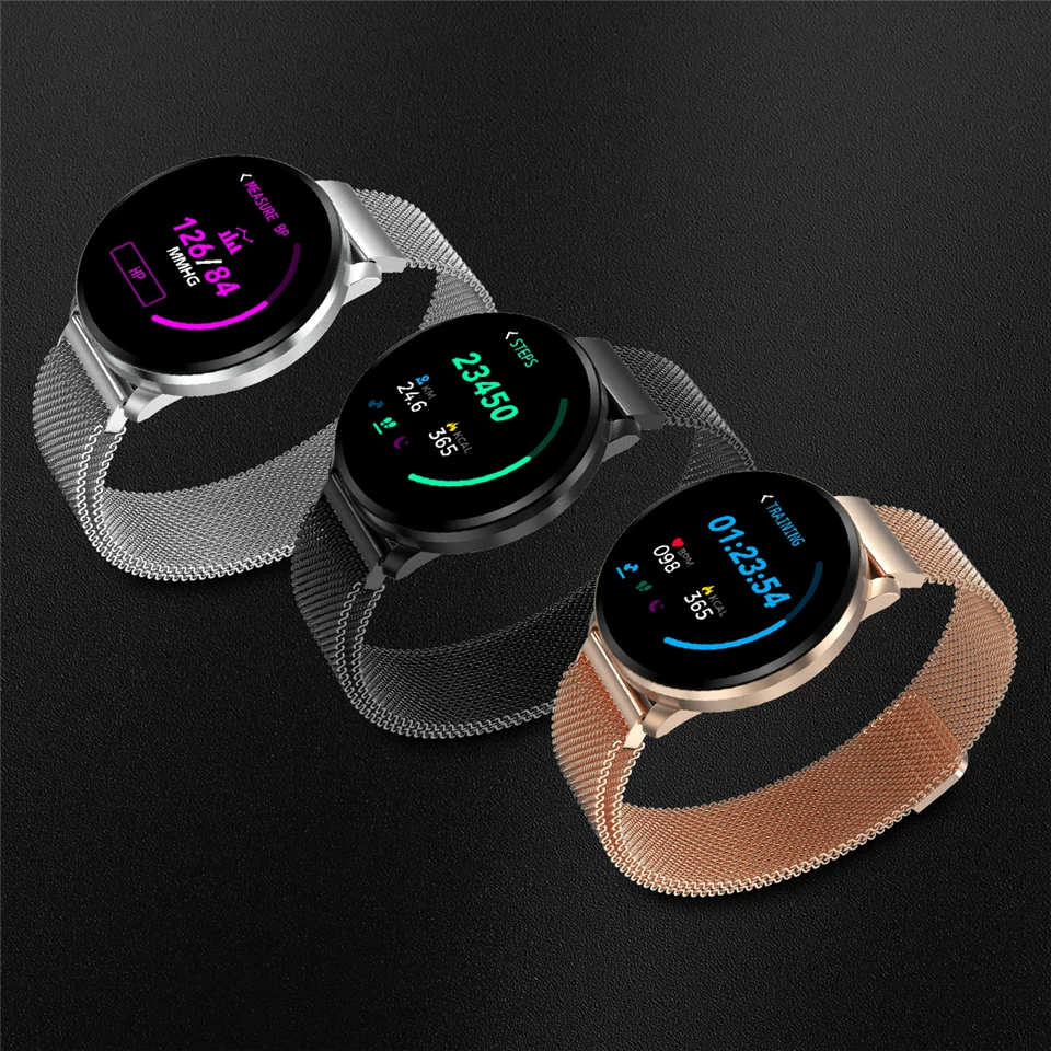 Bluetooth Smart Watch Full screen touch Heart Rate Monitor Fitness Waterproof Sport Tracker Smart Bracelet Fine Steel band